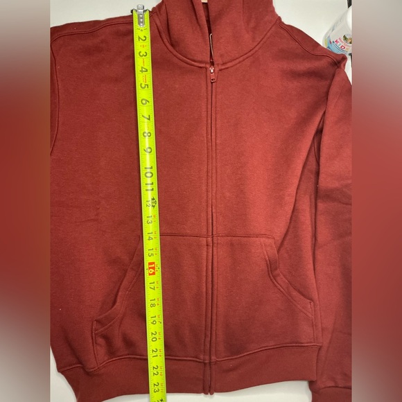 SKIMS Cotton Fleece Classic Zip Up Hoodie in Merlot Size Large Relaxed Fit NWT - Picture 8 of 15